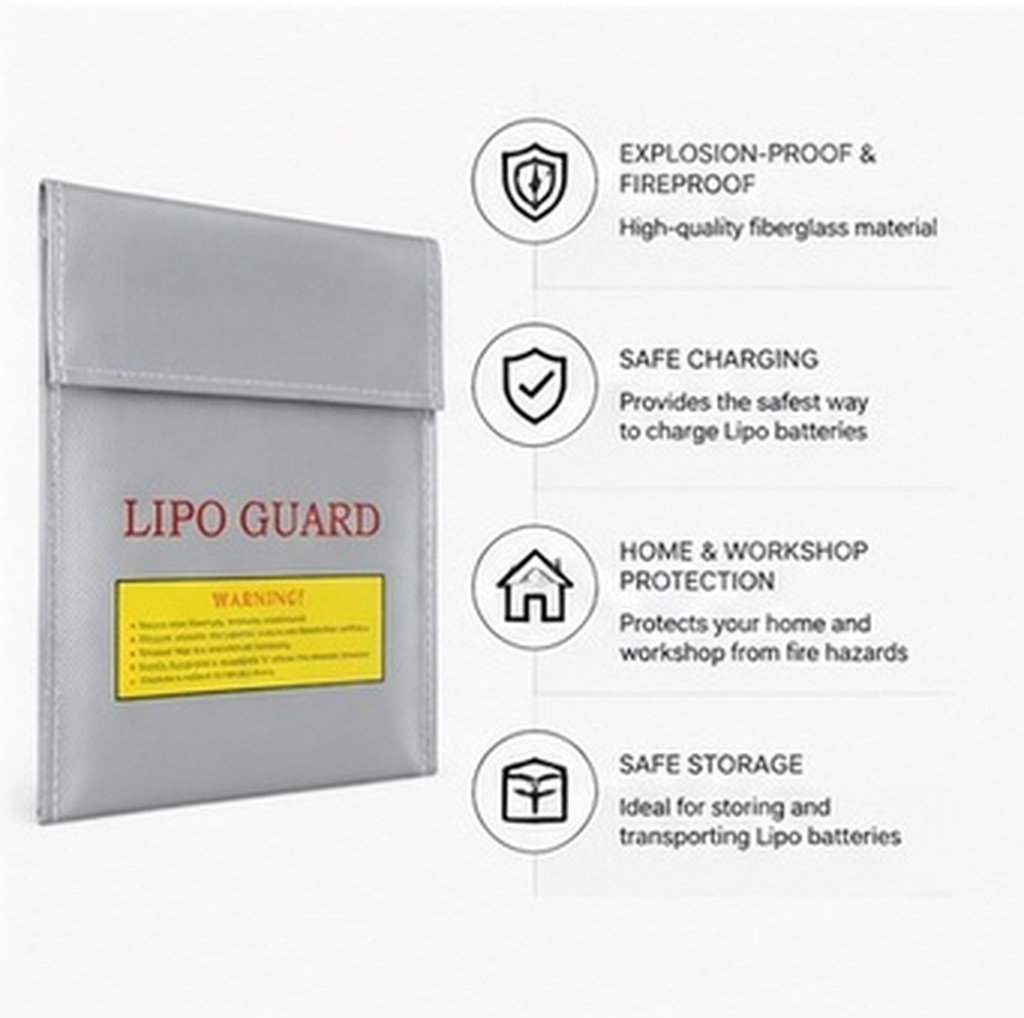 Lipo Battery Fireproof Safety Charge Box - กระเป๋าเก็บแบตเตอรี่ลิโพ RC ขนาด 18x23 ซม. ป้องกันไฟ