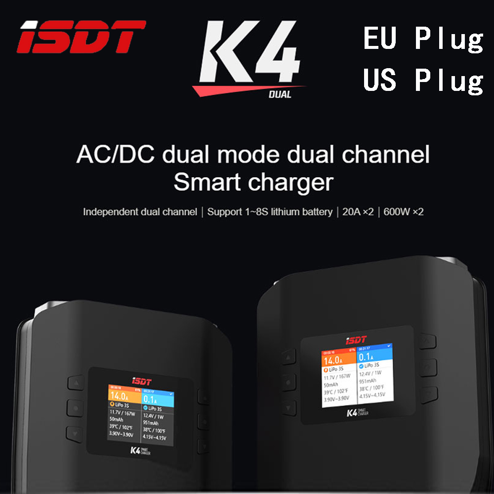 Isdt K4 Dual Lipo Charger - เครื่องชาร์จแบตเตอรี่ลิเธียมอัจฉริยะ ISDT K4 1~8S AC 400W/DC