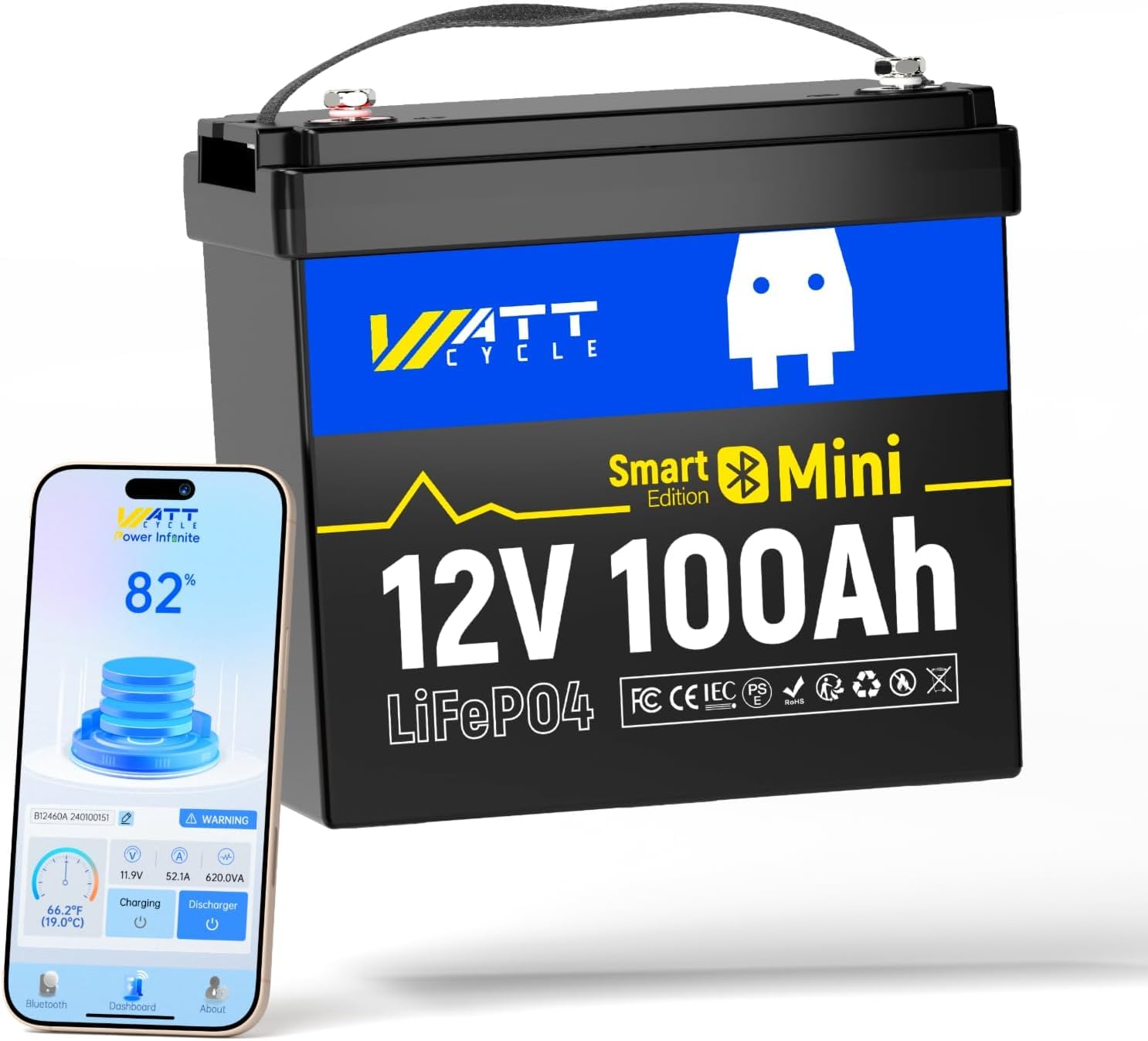 Lifepo4 12V 100Ah Bms Bluetooth - แบตเตอรี่ LiFePO4 ขนาดเล็ก 12V 100Ah พร้อมระบบจัดการแบตเตอรี่