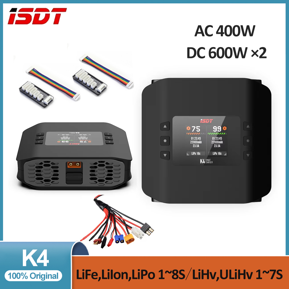 Isdt K4 Dual Lipo Charger - เครื่องชาร์จแบตเตอรี่ลิเธียมอัจฉริยะ ISDT K4 1~8S กำลังไฟ AC400W/