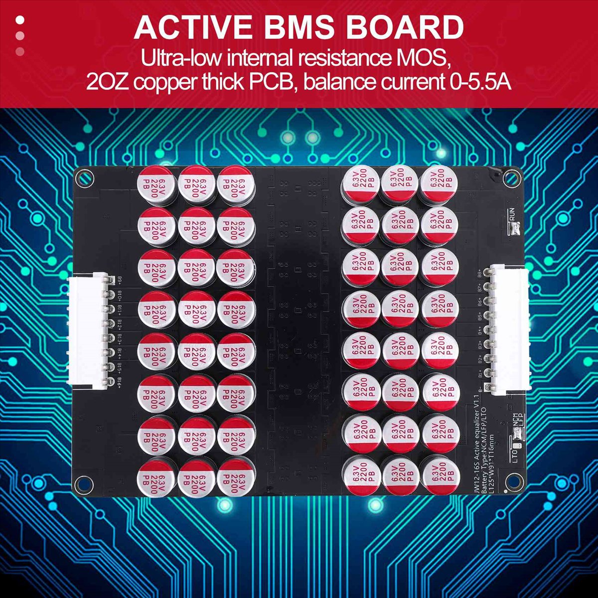12S Lipo Battery Balancing Board - ตัวปรับสมดุลแบตเตอรี่แบบแอคทีฟ ONE DAY 12S 13S 14S