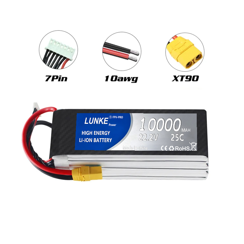 แบตเตอรี่ลิเธียมโพลิเมอร์ 2S 3 - 6S Lipo Battery 22.2V 5000Mah บทวิจารณ์และราคา