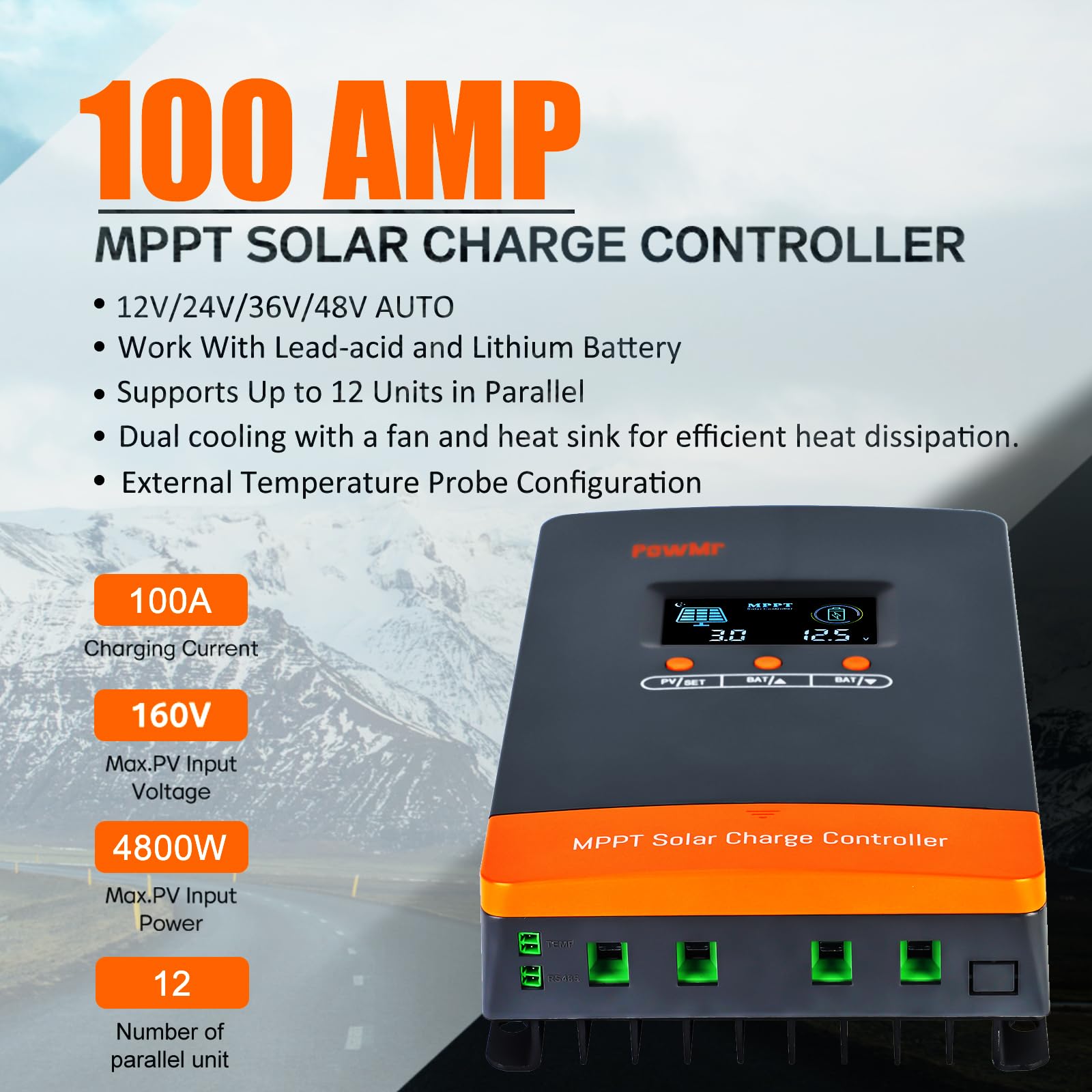 PowMr 100A MPPT ตัวควบคุมการชา - Lifepo4 12V 100Ah Bms Bluetooth บทวิจารณ์และราคา